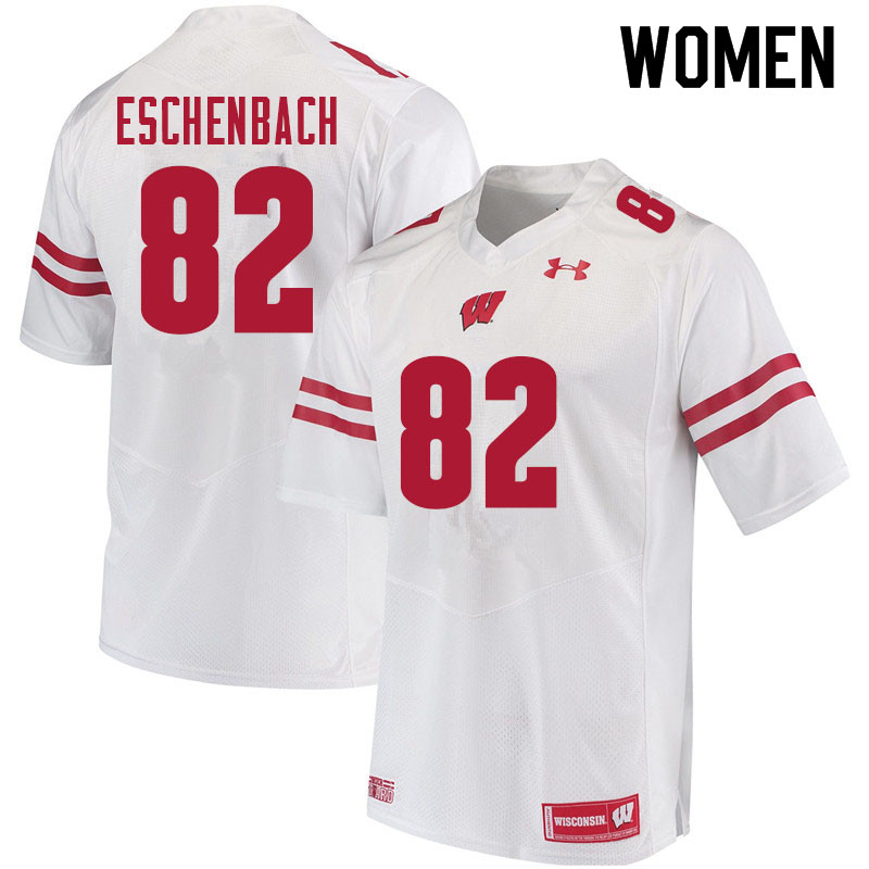 Women #82 Jack Eschenbach Wisconsin Badgers College Football Jerseys Sale-White - Click Image to Close